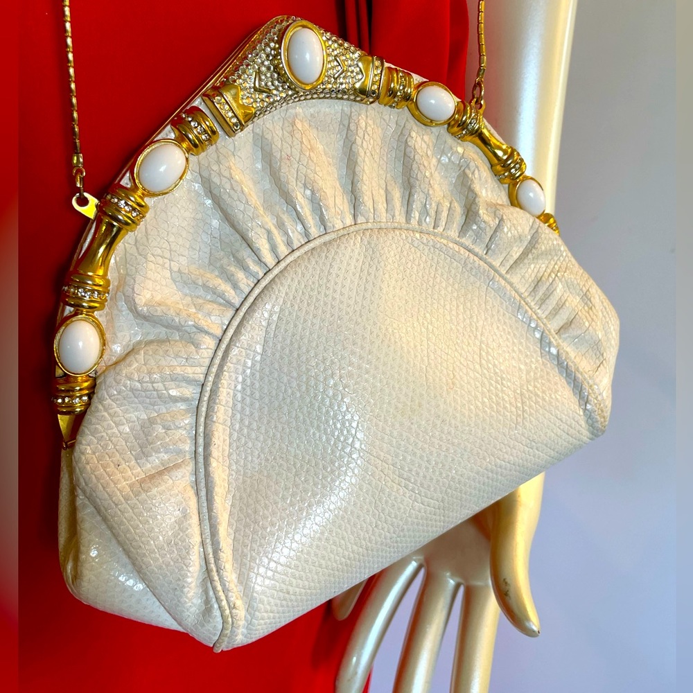 Comparable to Judith Lieber quality, snakeskin evening bag